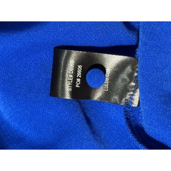 NEW Lulus Womens Royal Blue Long Sleeve Ruched V-Neck Dress Sz XL Summer Stretch - Picture 12 of 13